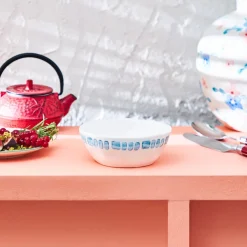 Karaca Primavera Streifen Schale, Blau