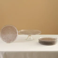 Karaca Rattan Grau-Glitzer 7-teiliges Kuchenset