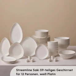 Karaca Red Carpet Collection Streamline Saki Platin 59-teiliges Geschirrset für 12 Personen