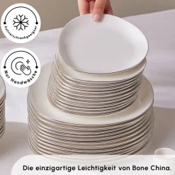 Karaca Red Carpet Collection Streamline Saki Platin 59-teiliges Geschirrset für 12 Personen