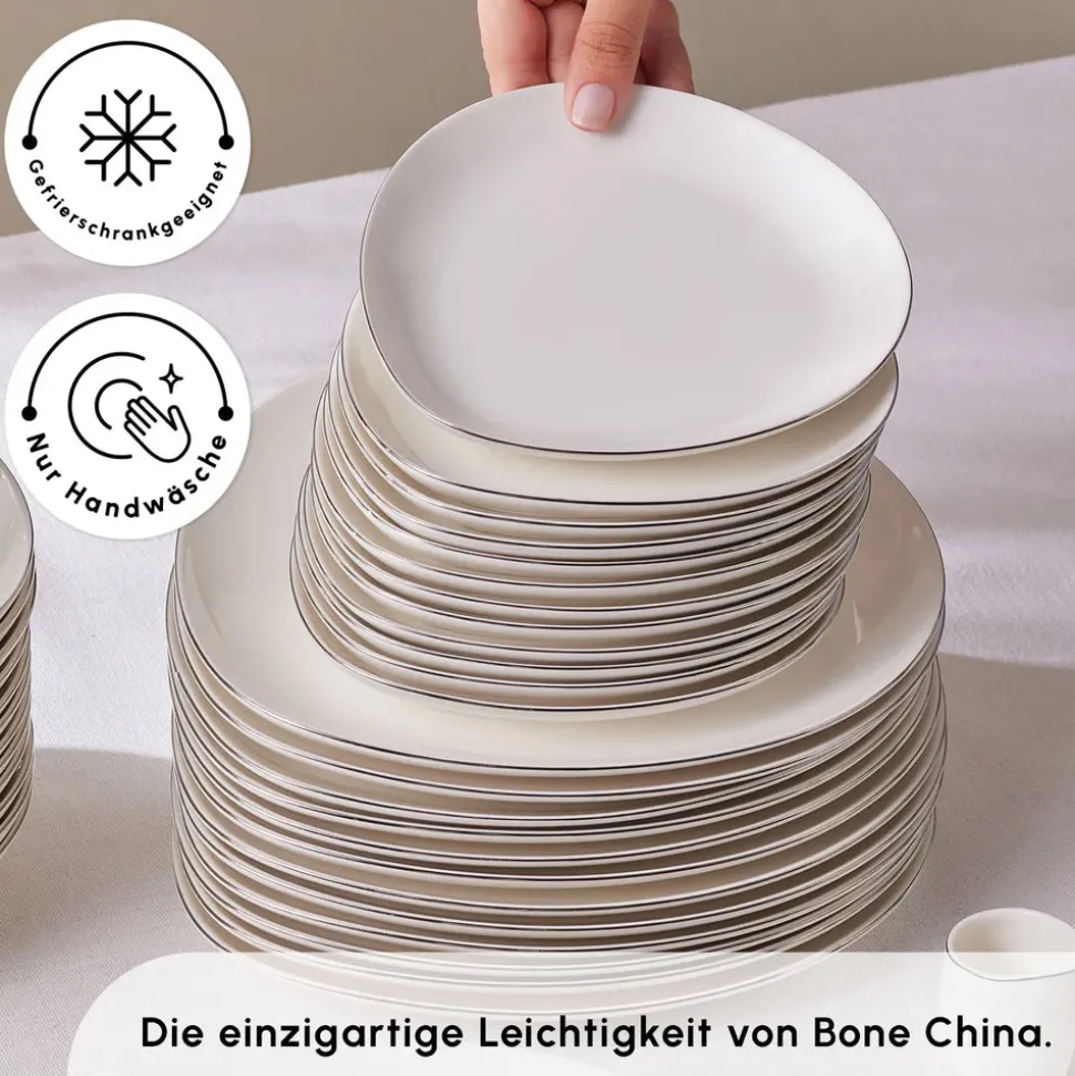 Karaca Red Carpet Collection Streamline Saki Platin 59-teiliges Geschirrset für 12 Personen