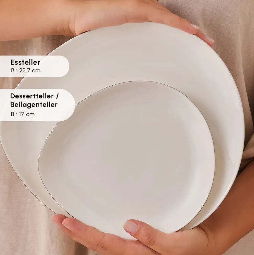 Karaca Red Carpet Collection Streamline Saki Platin 59-teiliges Geschirrset für 12 Personen