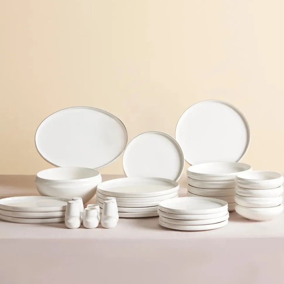 Karaca Red Carpet Collection Streamline New Sunset Gold für 12 Personen Geschirrset, 59 Teilig, New Generation Bone