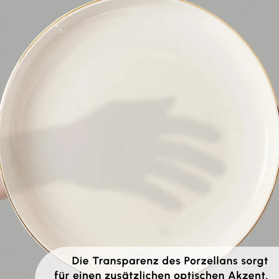 Karaca Red Carpet Collection Streamline New Sunset Gold für 12 Personen Geschirrset, 59 Teilig, New Generation Bone