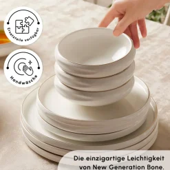 Karaca Red Carpet Collection Streamline New Sunset Gold für 12 Personen Geschirrset, 59 Teilig, New Generation Bone