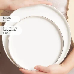 Karaca Red Carpet Collection Streamline New Sunset Gold für 12 Personen Geschirrset, 59 Teilig, New Generation Bone