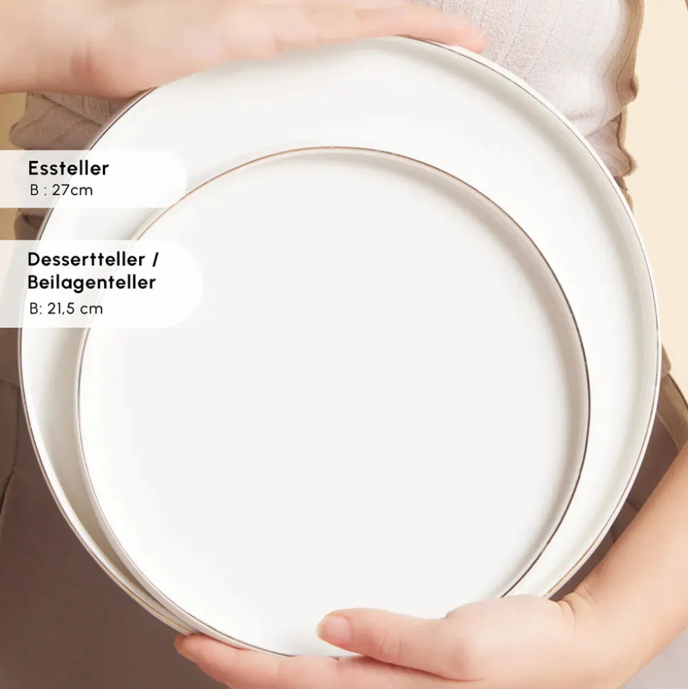 Karaca Red Carpet Collection Streamline New Sunset Gold für 12 Personen Geschirrset, 59 Teilig, New Generation Bone