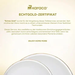 Karaca Red Carpet Collection Streamline New Sunset Gold für 12 Personen Geschirrset, 59 Teilig, New Generation Bone