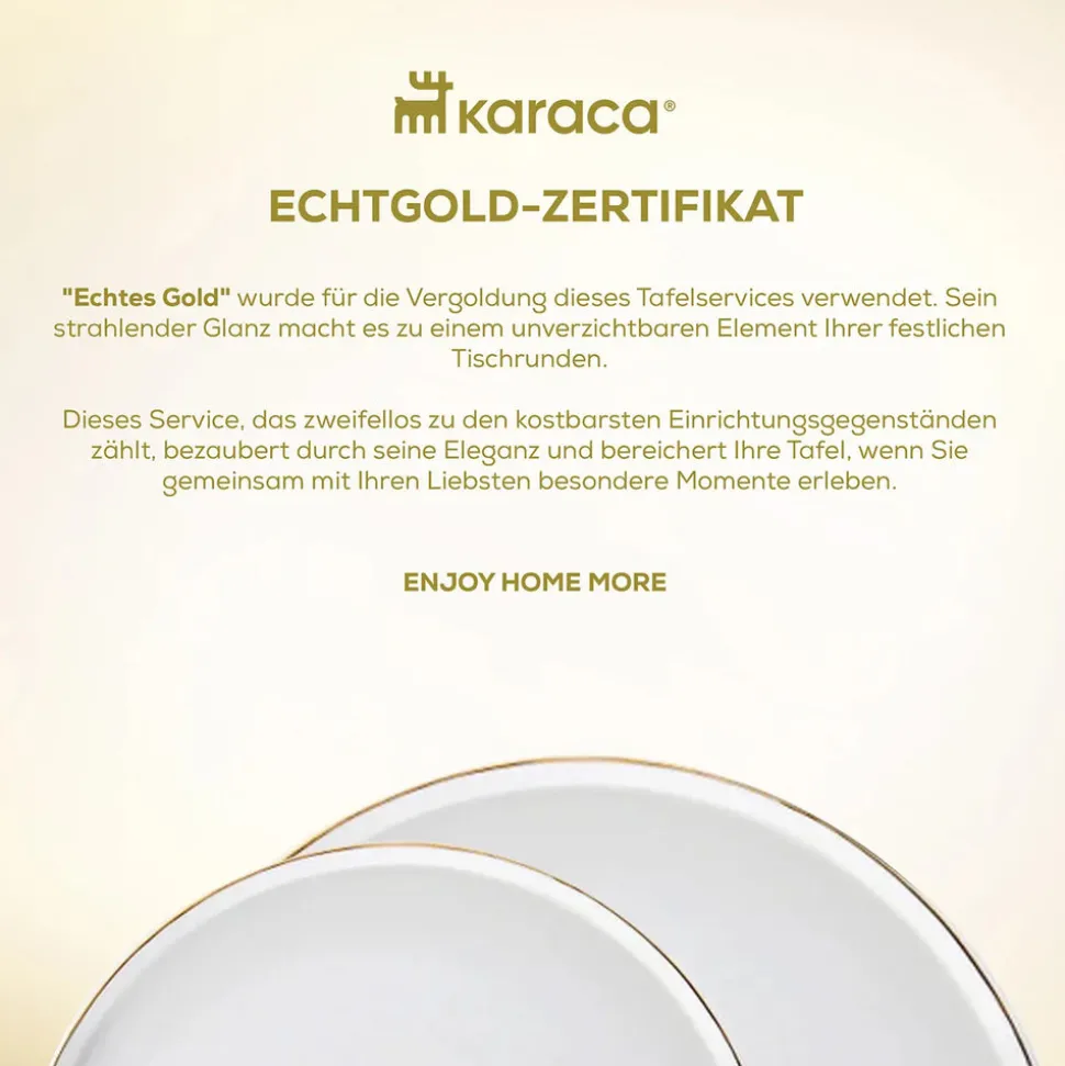 Karaca Red Carpet Collection Streamline New Sunset Gold für 12 Personen Geschirrset, 59 Teilig, New Generation Bone