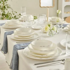 Karaca Red Carpet Collection Stream Bone Merope 53-teiliges 12-Personen Geschirrset Platin