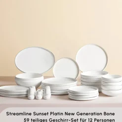 Karaca Red Carpet Collection Streamline Sunset Platinum 59-teiliges Geschirr für 12 Personen