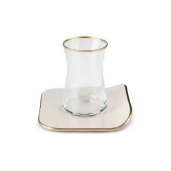 Karaca Retro Creme 6 Personen Platz Teetasse Set, 12 Teilig