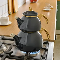 Karaca Retro Emaille Teekannen- Set, Anthrazit