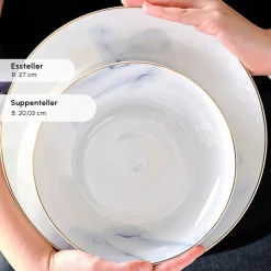 Karaca Ria New 39-teilig Geschirrset für 12 Personen, Grau