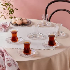 Karaca Rory 12-teiliges Glas Türkisches Teeset für 6 Personen, 14 cm