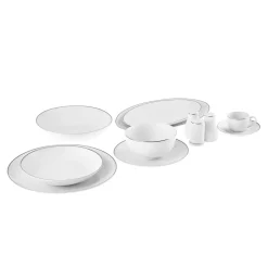 Karaca Rowan für 12 Personen New Generation Bone Geschirrset, 69 Teilig, Platin