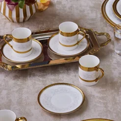 Karaca Royal Bone Charlotte Kaffeetassenset für 6 Personen, 90 ml