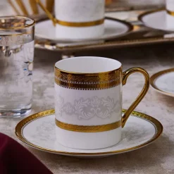 Karaca Royal Bone Charlotte Kaffeetassenset für 6 Personen, 90 ml