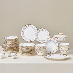 Karaca Royal Bone Diana 55-teiliges 12-Personen-Geschirrset Gold
