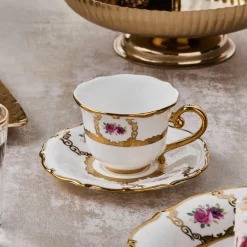 Karaca Royal Bone Elizabeth Kaffeetassenset für 6 Personen, 90 ml