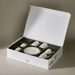 Karaca Royal Bone Victoria Kaffeetassenset für 6 Personen, 90 ml