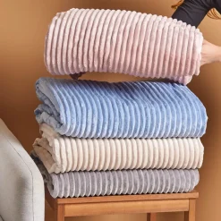 Karaca Ruby Stripe Wellsoft Einzel Decke, Blau