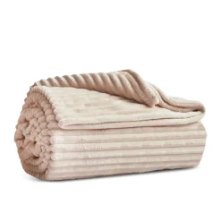 Karaca Ruby Stripe Wellsoft Einzel Decke, Ecru