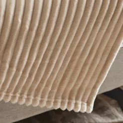 Karaca Ruby Stripe Wellsoft Einzel Decke, Ecru