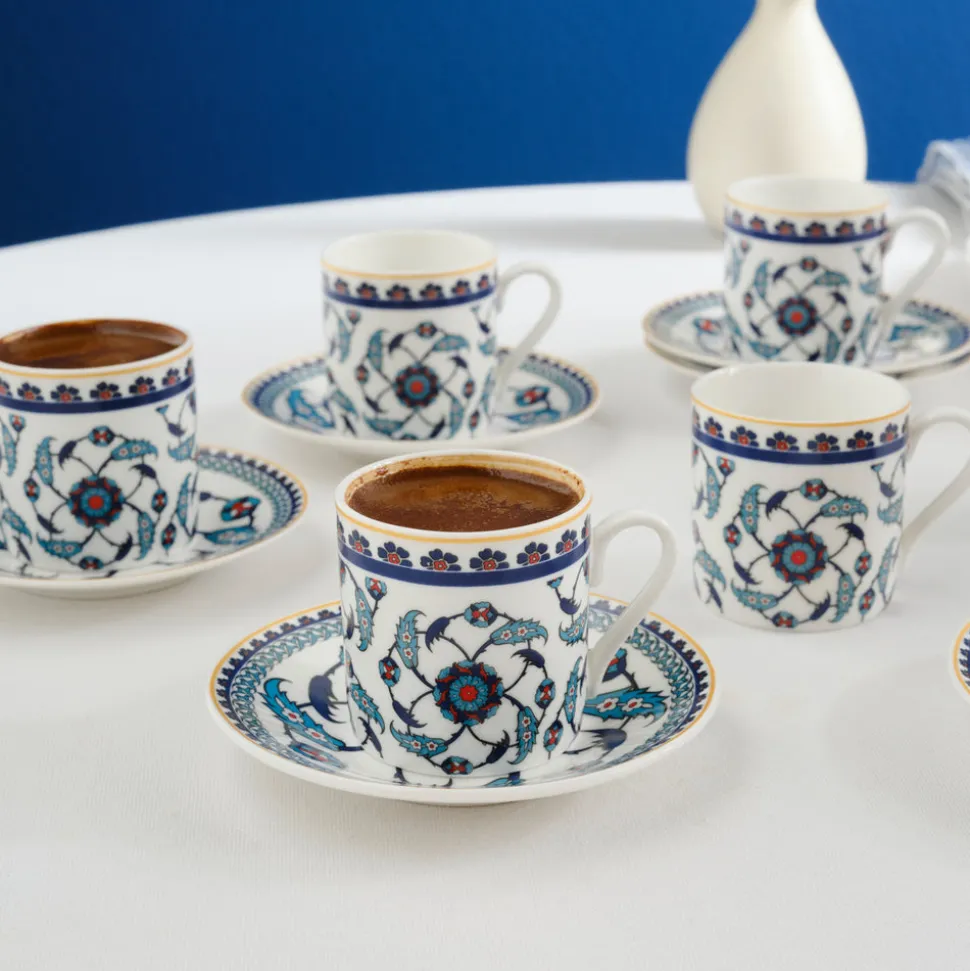 Karaca Rumi Kaffeetassenset für 6 Personen, 80 ml