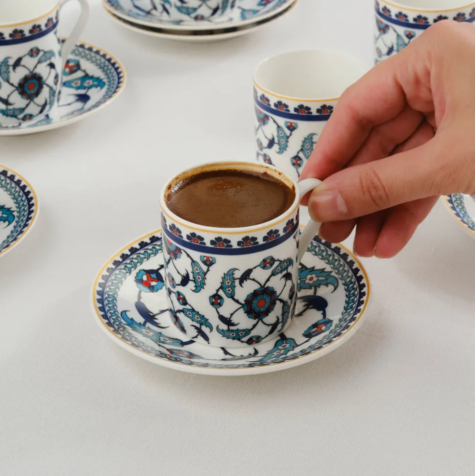 Karaca Rumi Kaffeetassenset für 6 Personen, 80 ml
