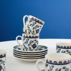 Karaca Rumi Kaffeetassenset für 6 Personen, 80 ml