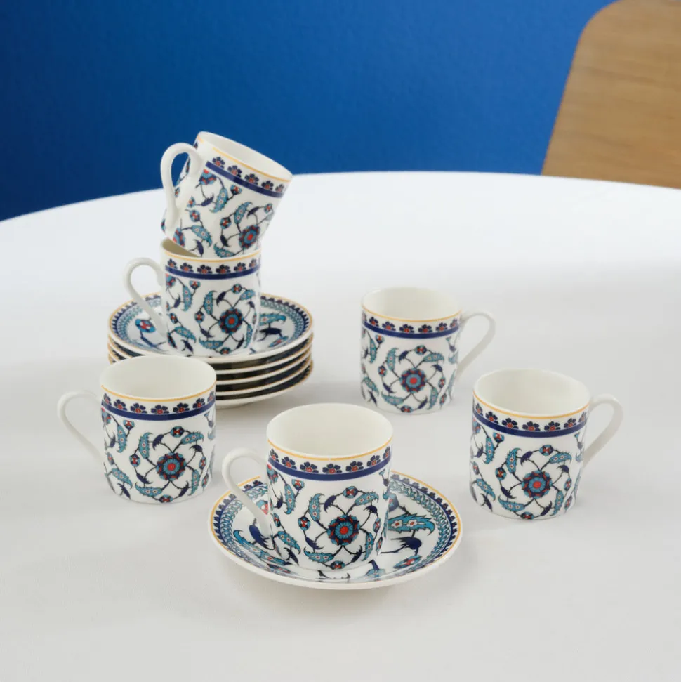 Karaca Rumi Kaffeetassenset für 6 Personen, 80 ml