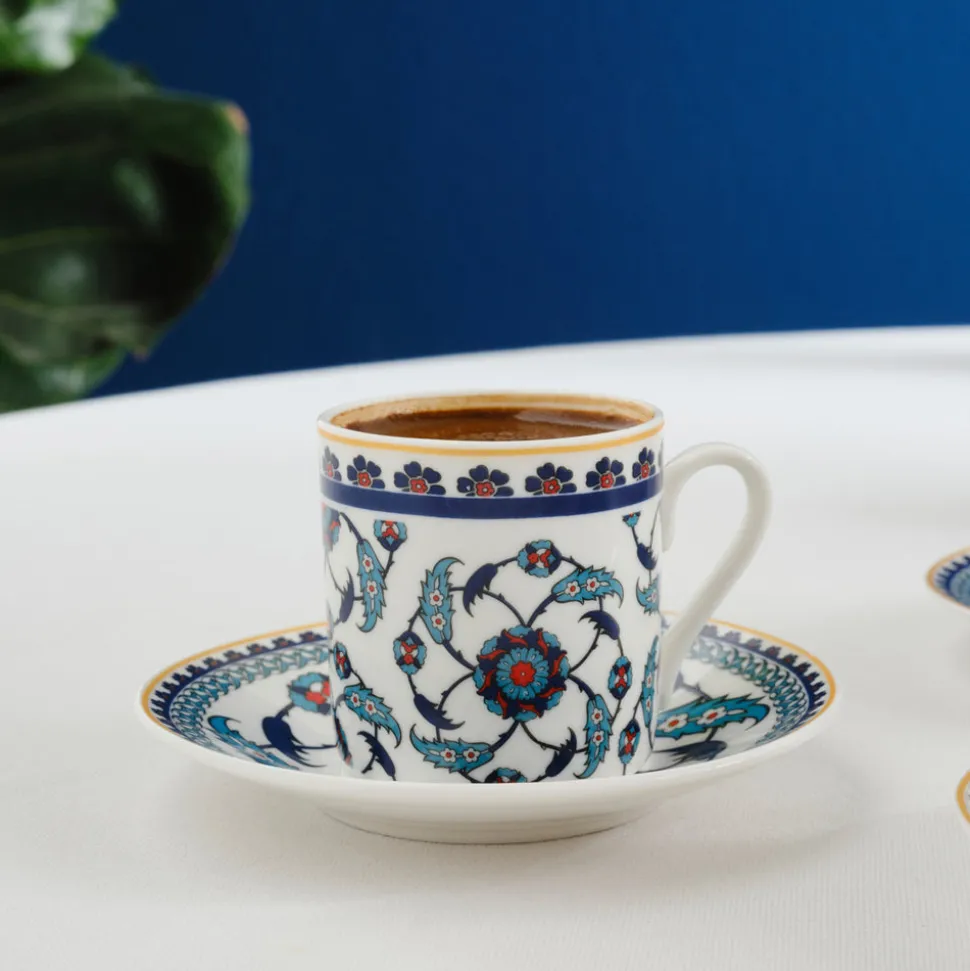 Karaca Rumi Kaffeetassenset für 6 Personen, 80 ml