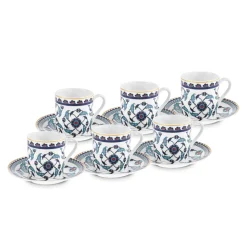 Karaca Rumi Kaffeetassenset für 6 Personen, 80 ml
