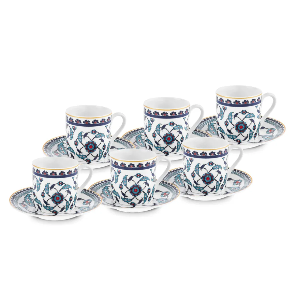 Karaca Rumi Kaffeetassenset für 6 Personen, 80 ml