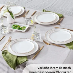 Karaca Santo für 6 Personen Geschirrset 18 Teilig, New Generation Bone, Weiß Gold