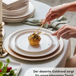 Karaca Santo für 6 Personen Geschirrset 18 Teilig, New Generation Bone, Weiß Gold