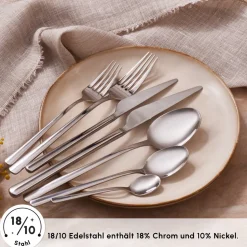 Karaca Serena 84-teilige Edelstahlbesteckset für 12 Personen, Silber