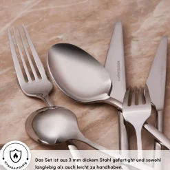Karaca Serena 84-teilige Edelstahlbesteckset für 12 Personen, Silber