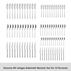 Karaca Serenity Elegance 12-Personen 84-Teiliges Besteckset