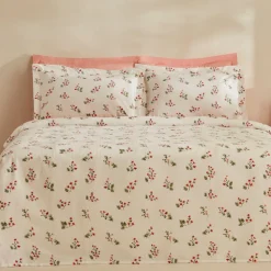 Karaca Silvie 100% Baumwolle Doppelbett-Tagesdecke Set, Rot