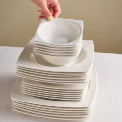 Karaca Square Bone Bridal 60-teiliges Tafelservice für 12 Personen