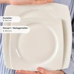 Karaca Square Bone Jamie White 52-Teiliges 12-Personen Geschirrset