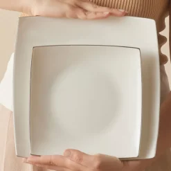 Karaca Square Bone Lucia 60-teiliges Tafelservice für 12 Personen – Gold