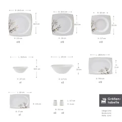 Karaca Square Bone New Autumn 57-Teiliges 12-Personen Geschirrset Gold