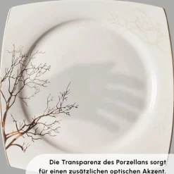 Karaca Square Bone New Autumn 57-Teiliges 12-Personen Geschirrset Gold