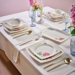 Karaca Square Bone Velora 53-teiliges Tafelservice für 12 Personen