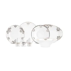 Karaca Stream Bone Andre 53-teiliges Geschirrset für 12 Personen, schwarz