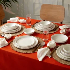 Karaca Stream Bone China Pumpkin 24-teiliges Tafelservice für 6 Personen, Weiß