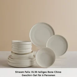 Karaca Stream Bone Felix XL Tafelservice 18-teilig für 6 Personen